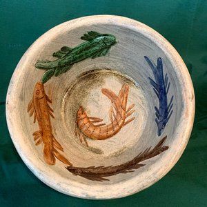 Dolores Porras Oaxaca Pottery Signed Fish Bowl